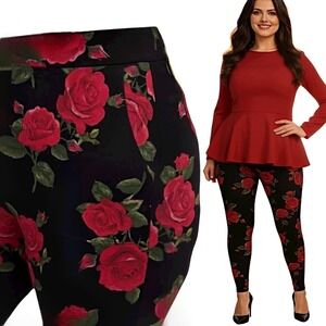 TORRID Roses Print Full Length Leggings w/Pockets NWT Size 4X